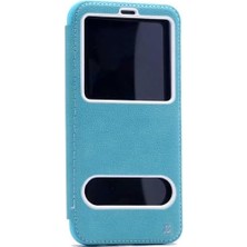 Daisy Store Galaxy S8 Plus Kılıf Kapaklı Iç Kısım Silikonpencereli Koruma Kap Turkuaz