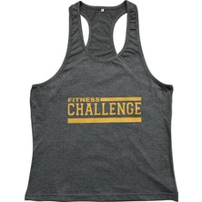 Top Glory Gri Fitness Gym Tank Top Atlet %100 Pamuklu Erkek Sporcu Atleti S Beden