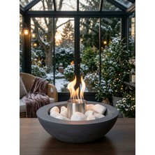 Stone Edition GRİ Masa Üstü Şömine El Yapımı Ateş Çukuru (250ML Bioethanol Yakıt Hediyeli )