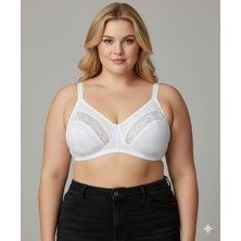 Wear Treasure Kadın Büyük Beden Dantel Detaylı 3 Kopçalı Toparlayıcı Penye Desteksiz Telsiz Kapsız Anne Sütyeni