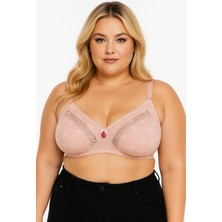 Wear Treasure Kadın Büyük Beden Dantel Detaylı 3 Kopçalı Toparlayıcı Penye Desteksiz Telsiz Kapsız Anne Sütyeni