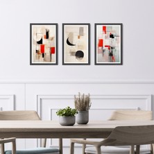TASARIM ŞEYLER Minimalist Geometrik Formlar - 3 Parça Sanatsal Mdf Tablo Seti