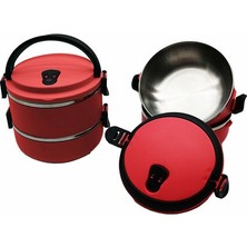 Pileli Store Sefer Tası Yemek Termosu Saklama Kabı Termosu 2li - Koyu Pembe (4887)