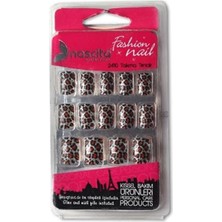 Daisy Store Gümüş Renkli Leopar Desenli Takma Tırnak (24'lü)