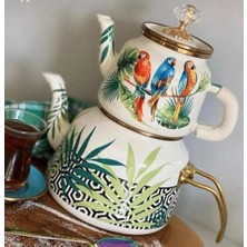 Daisy Store Papağan Desenli Kaplama Çaydanlık Takımı