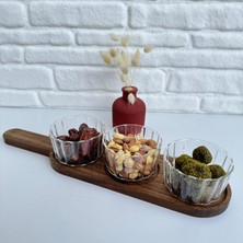 Yeni Nesil Evim Akasya Standlı 3lü Cam Kaseli Servis Sunumluk Reçellik Çerezlik Sosluk