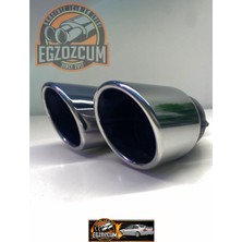 76 Mm. Eğimli Kesik Sağ Çiftli Krom Egzoz Ucu Sessiz 1 Adet Eksoz Başlığı