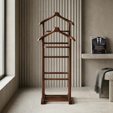 G/D Home Iki Tepeli Dilsiz Uşak Koyu Kahverengi Ceviz Masif Gürgen El Yapımı Askılık