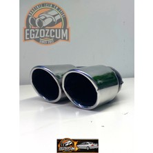 76 Mm. Çiftli Önü Kesik Eşit Paslanmaz Krom (Dual) Egzoz Eksoz Ucu