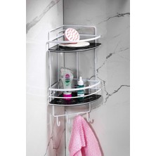 Daisy Store Yapışkanlı Ömür Boyu Paslanmaz Kristal Ayarlanabilir Raf Banyo Düzenleyici Şampuanlık Lk-02 Bsbk