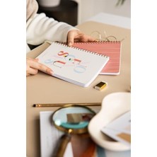 Daisy Store A5 Spiralli Karton Kapak Kareli Okul Defteri 80 Yaprak 2'li Set - Ders Programlı - Kırmızı