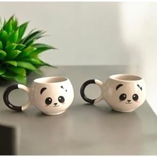 Daisy Store Seradag 2'li Gülen Sevimli Çay Kahve El Yapımı Seramik Kupa Bardak