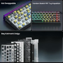 Daisy Store Aula Hero 68 He Manyetik Klavye Trigger Jade Switch 8000Hz Rgb Neon Tkl Hot Swap Oyuncu Klavyesi Siyah