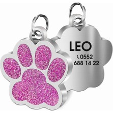 Patimio Simli Çelik Kedi Köpek Hayvan Künyesi ve Zinciri 35 cm Pembe Dayanıklı Tasarım ile