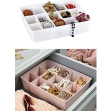 Daisy Store Kapaksız Dolap Içi 15 Bölmeli Çekmece Düzenleyici Plastik Hobi Kutusu Takı Makyaj Saklama Kabı Organizer (Beyaz)