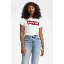 Levi's Kadın Tişört Beyaz Kısa Kol Bisiklet Yaka Grafik Desenli L Beden