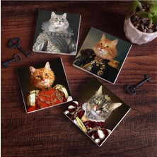 Daisy Store Patili Ekselanslar Taş Bardak Altlığı Seti - 4 Parça - Dekoratif, Rustik Mutfak Aksesuarı, 10X10 Cm, Kaydırmaz Tabanlı, Şık ve Dayanıklı SC208