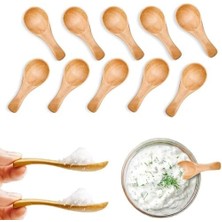 Daisy Store Küçük Ahşap Çay Kaşığı, 10 Adet El Yapımı Dondurma Kaşığı, Masif Ahşap Bal Kaşığı, Günlük Kullanım Için Kısa Saplı Ahşap Kaşıklar, Çeşni Kaşığı Seti, 8cm 3.2cm
