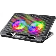 Daisy Store Odin Rgb Işıklı Gaming 2200RPM Çift Fan LED Display Laptop Notebook Soğutucu Stand