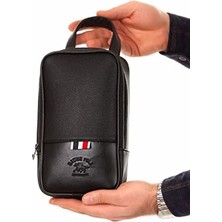 Daisy Store Av A Dos Erkek Siyah Vegan Deri Tıraş Seyahat Kozmetik Portföy Bakım El Çanta Günlük