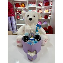 Ayı Evreni Büyük Peluş Ayılı Romantik Hediye Kutusu Mavi | Lila Kutu | Kar Küresi, Çelik Takı Seti, Peluş Ayıcık | Sevgiliye, Anneye, Doğum Günü, 14 Şubat, Yıldönümü