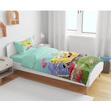 Sarel Group Süngerbob Baskılı 3D Tek Kişilik Çarşafsız Nevresim Takımı