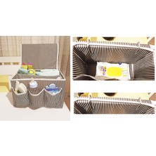 Pileli Store Tutturma Aparatlı Bebek Beşik Başucu Düzenleyici Kapaklı 5 Bölmeli Organizer