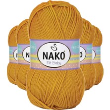 Pileli Store 5 Adet Elite Baby El Örgü Ipi Tüylenmeyen Bebek Yünü Parlak Altın 1636