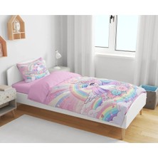 Sarel Group Unıcorn Baskılı 3D Tek Kişilik Çarşafsız Nevresim Takımı