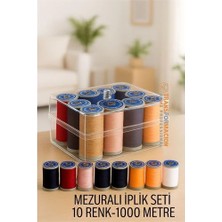 Pileli Store Dikiş Ipliği Seti - 10 Renk 1000 mt Kutulu Mezuralı Dikiş Seti
