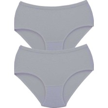 Pileli Store 2 Adet Tutku Kadın Yüksek Bel Bato Kalın Lastik Külot Gri