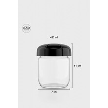 Renga Rhea 425 ml Siyah Kapaklı Cam Kavanoz 131010