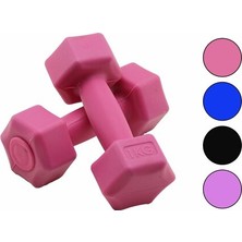 Pileli Store 1kg Plastik Köşeli Dambıl 2 Parça Herhangi Bir Renk Gönderilir (4887)