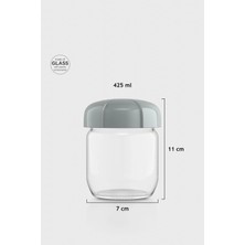 Renga Rhea 425 ml Gri Kapaklı Cam Kavanoz 131010