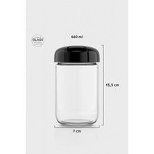 Renga Rhea 660 ml Siyah Kapaklı Cam Kavanoz 131011