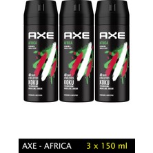 Pileli Store 3 Adet Axe Africa Erkek Deodorant Sprey 150 ml