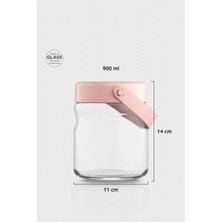 Renga Macro 900 ml Pembe Kapaklı Cam Kavanoz 131061
