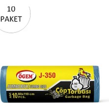 Pileli Store J-350 Jumbo Boy Çöp Torbası 80 x 110 cm 10 Lu Rulo x 10 Paket = 100 Adet (Mavi)
