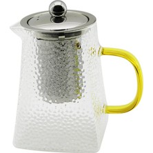 Pileli Store Kare Kabartmalı - Borosilikat  Cam Demlik 550ML (4887)