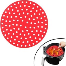 Pileli Store Renkli Isıya Dayanıklı Yıkanılabilir Silikon Fırın ve Airfryer Yuvarlak Pişirme Matı 23 cm