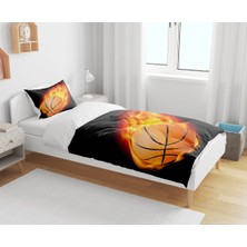 Sarel Group Basketbol Topu Motifli 3D Tek Kişilik Çarşafsız Nevresim Takımı
