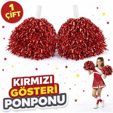 Pileli Store 1 Çift ( 2 Adet ) Kırmızı Renk 23 Nisan 19 Mayıs 29 Ekim Okul Gösteri Ponponları Ekstra Dolgu