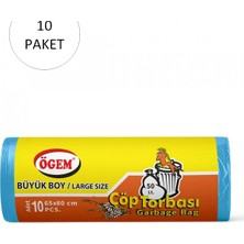 Pileli Store Büyük Boy Çöp Torbası 65 x 80 cm 10 Lu Rulo x 10 Paket = 100 Adet (Mavi)