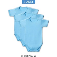 Pileli Store Mavi Yarım Kol Body Zıbın 7-12 Yaş Çocuklar Için (3 Adet) Alttan Çıtçıtlı Özel Gereksin