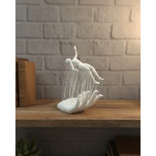 Pileli Store 3D El Formlu Insan Figürü Beyaz Modern Ev ve Ofis Dekoru