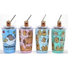 Pileli Store Capybara Figürlü Isı Muhafazalı Metal Pipetli Paslanmaz Çelik Kupa ALK4429
