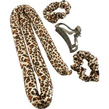 Pileli Store Leopar Desenli Bugidi Saç Şekillendirici Sünger Set