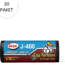 Pileli Store J-400 Jumbo Boy Çöp Torbası 80 x 110 cm 10 Lu Rulo x 20 Paket = 200 Adet (Siyah)