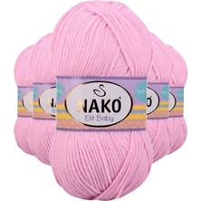 Pileli Store 5 Adet Elite Baby El Örgü Ipi Tüylenmeyen Bebek Yünü Açık Pembe 6936