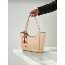 Özüm Takı Kadın Fular Detay Büyük Boy Kol ve Omuz Çantası Vizon